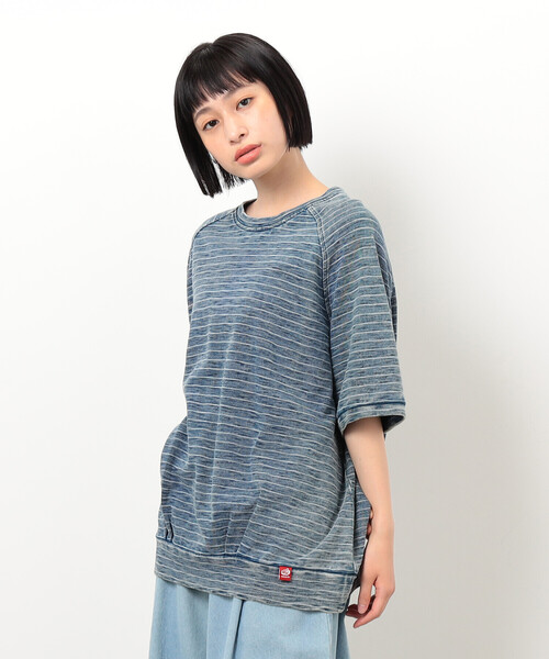 ONIGIRI(オニギリ)の「ラグランTシャツ(無地&ボーダー)(Tシャツ/カットソー・レディース・オフホワイト/サックスブルー・FREE)」の4枚目の写真