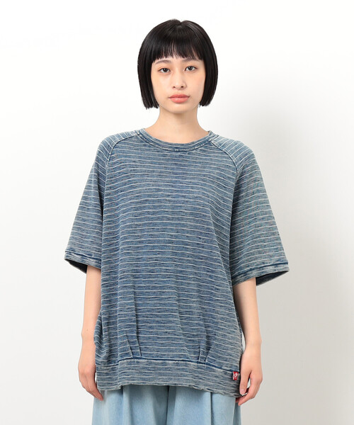 ONIGIRI(オニギリ)の「ラグランTシャツ(無地&ボーダー)(Tシャツ/カットソー・レディース・オフホワイト/サックスブルー・FREE)」の5枚目の写真