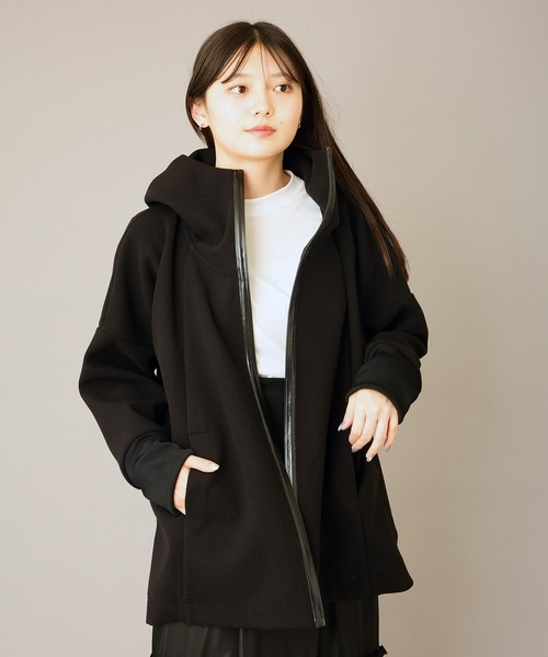 AVIE（アビィ）の「メルトンジャージーテントラインパーカー（パーカー・レディース・グレイッシュベージュ/ブラック・38）」の19枚目の写真