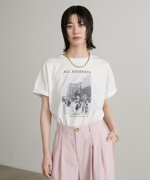 LARUTA（ラルータ）の「【LARUTA】ALL JOURNEYS フォトT［汗染み防止機能付き］（Tシャツ/カットソー・レディース・オフホワイト/スミクロ・FREE）」の20枚目の写真
