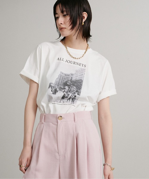 LARUTA（ラルータ）の「【LARUTA】ALL JOURNEYS フォトT［汗染み防止機能付き］（Tシャツ/カットソー・レディース・オフホワイト/スミクロ・FREE）」の21枚目の写真