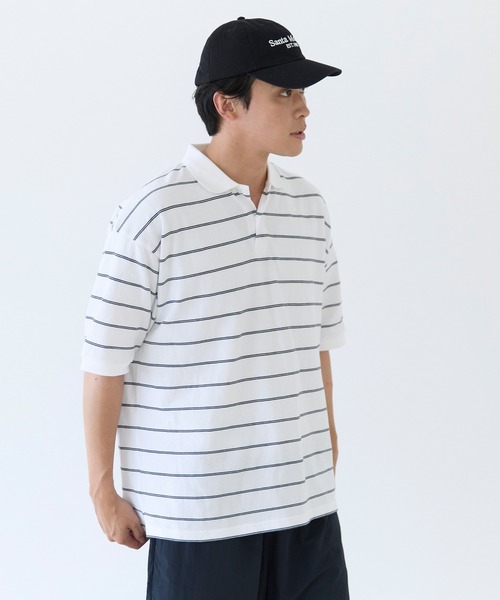 45rpmゆったりボーダーカノコポロシャツ 45rpmゆったりボーダーカノコポロシャツ