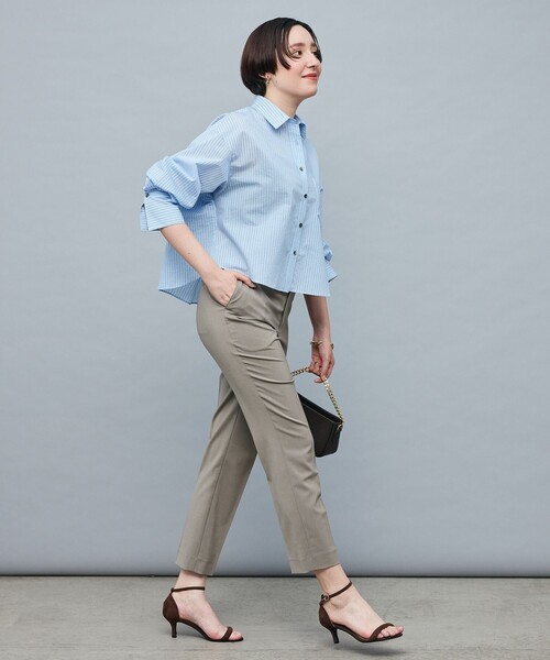 NOLLEY’S Sophi(ノーリーズソフィ)の「《セットアップ対応》ウォッシャブルファンクショナルツイルテーパードパンツ(その他パンツ・レディース・ブラック/カーキ・38/36)」の4枚目の写真