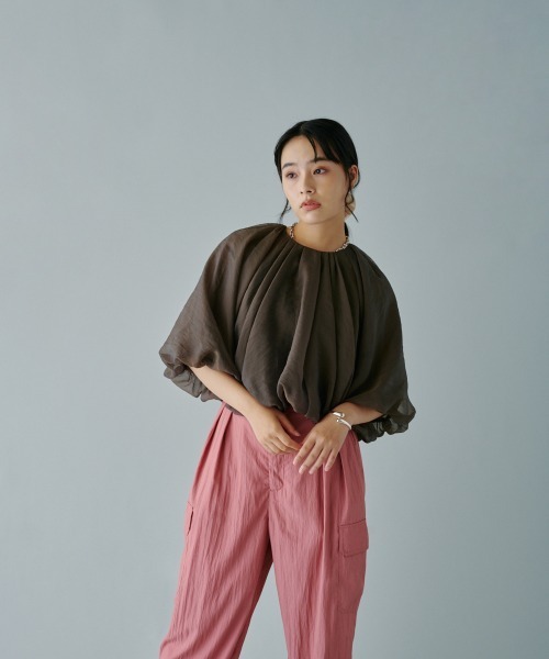 terrace(テラス)の「オーガンジーシアーバルーンショートブラウス(シャツ/ブラウス・レディース・チャコールグレー/アイボリー/ブラック・MEDIUM)」の21枚目の写真
