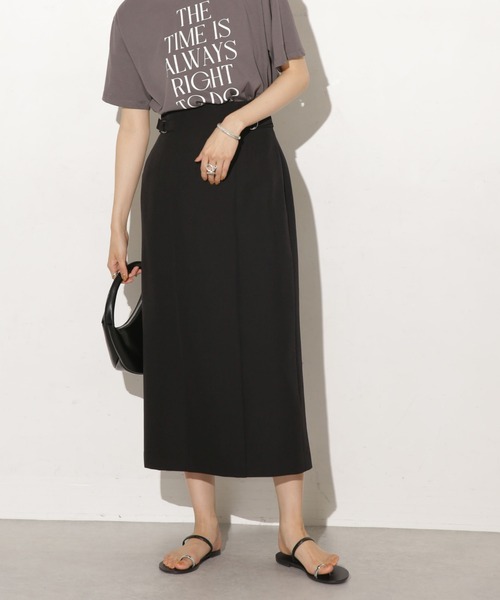 NANO universe(ナノユニバース)の「サイドベルトディティールタイトスカート(スカート・レディース・グリーン/ブルーグレー/ブラック/ブラウン/サンドグレー/ベージュ・マルチサイズ)」の2枚目の写真