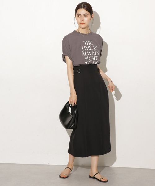 NANO universe(ナノユニバース)の「サイドベルトディティールタイトスカート(スカート・レディース・グリーン/ブルーグレー/ブラック/ブラウン/サンドグレー/ベージュ・マルチサイズ)」の7枚目の写真