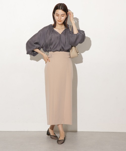 NANO universe(ナノユニバース)の「サイドベルトディティールタイトスカート(スカート・レディース・グリーン/ブルーグレー/ブラック/ブラウン/サンドグレー/ベージュ・マルチサイズ)」の15枚目の写真