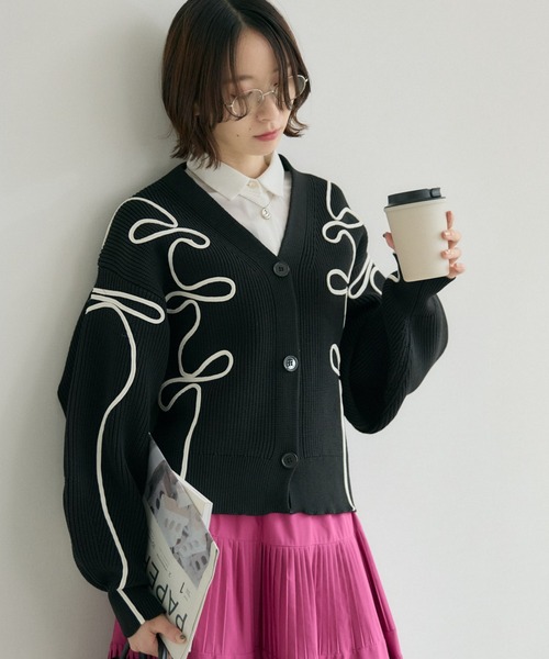 Paradise Picnic（パラダイスピクニック）の「別注刺繍コードカーディガン（カーディガン/ボレロ・レディース・ブラック/グレー/ホワイト・FREE）」の3枚目の写真