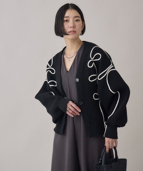 Paradise Picnic（パラダイスピクニック）の「別注刺繍コードカーディガン（カーディガン/ボレロ・レディース・ブラック/グレー/ホワイト・FREE）」の8枚目の写真
