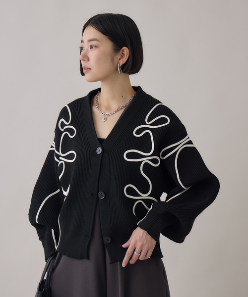 Paradise Picnic（パラダイスピクニック）の「別注刺繍コードカーディガン（カーディガン/ボレロ・レディース・ブラック/グレー/ホワイト・FREE）」の10枚目の写真