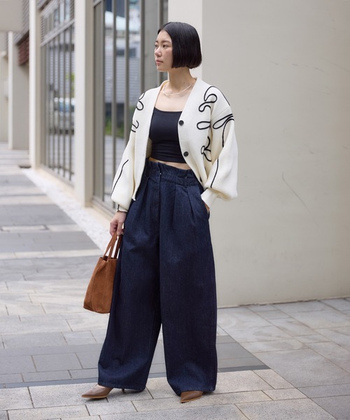 Paradise Picnic（パラダイスピクニック）の「別注刺繍コードカーディガン（カーディガン/ボレロ・レディース・ブラック/グレー/ホワイト・FREE）」の15枚目の写真