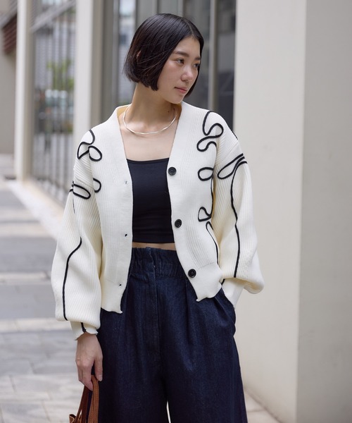 Paradise Picnic（パラダイスピクニック）の「別注刺繍コードカーディガン（カーディガン/ボレロ・レディース・ブラック/グレー/ホワイト・FREE）」の16枚目の写真