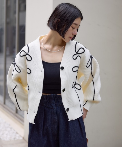 Paradise Picnic（パラダイスピクニック）の「別注刺繍コードカーディガン（カーディガン/ボレロ・レディース・ブラック/グレー/ホワイト・FREE）」の18枚目の写真