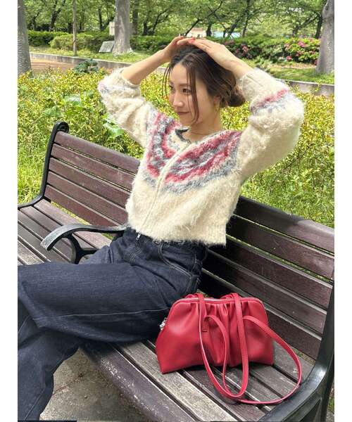 Ungrid(アングリッド)の「【WEB限定】求心柄ショートジップニット(ニット/セーター・レディース・アイボリー/ブラウン/ブルー・FREE)」の18枚目の写真