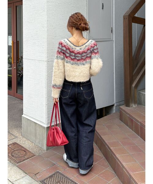 WEB限定】求心柄ショートジップニット（ニット/セーター