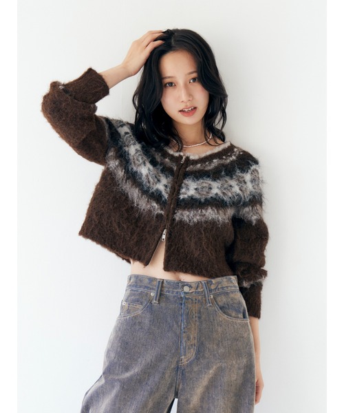 ニット セーター 「WEB限定」求心柄ショートジップニット レディース WEB限定】求心柄ショートジップニット（ニット/セーター