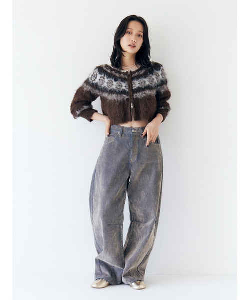 ニット セーター 「WEB限定」求心柄ショートジップニット レディース WEB限定】求心柄ショートジップニット（ニット/セーター