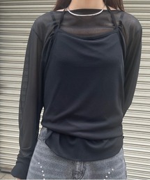 トップス AMERI bjt Ameri（アメリ）の「BENNETT SHEER TOP（Tシャツ/カットソー