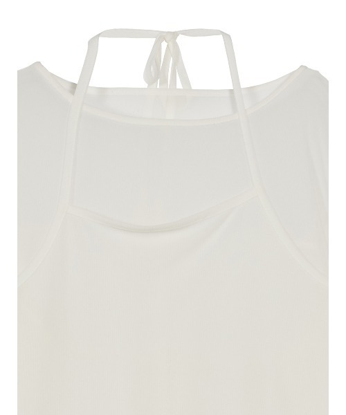 Ameri アメリ COTTON SILK HALTER TOP ホワイト HALTER NECK LONG SLEEVE SET TOP（Tシャツ/カットソー）｜Ameri