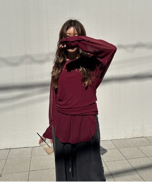 HALTER NECK LONG SLEEVE SET TOP（Tシャツ/カットソー）｜Ameri