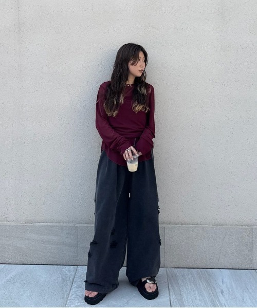 HALTER NECK LONG SLEEVE SET TOP（Tシャツ/カットソー）｜Ameri