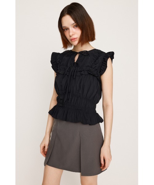 SLY(スライ)の「FRILL 2WAY RIBBON BL フリル 2ウェイ リボン ブラウス 夏服 秋服 ノースリーブトップス(シャツ/ブラウス・レディース・バーガンディー/ブラック/オフホワイト・FREE)」の17枚目の写真