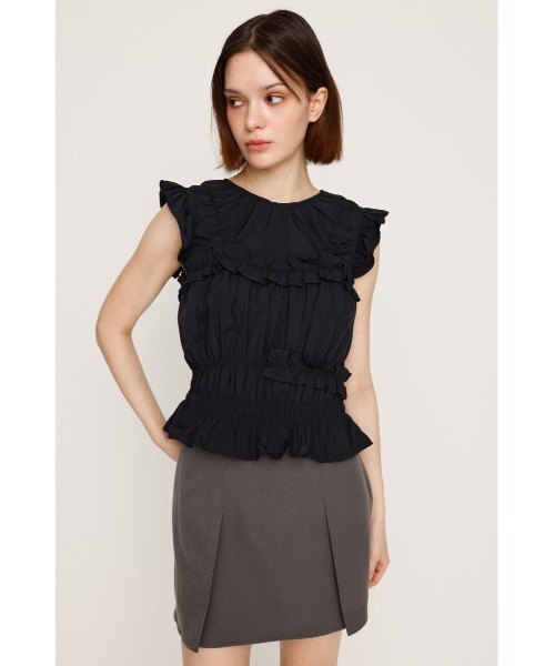 SLY(スライ)の「FRILL 2WAY RIBBON BL フリル 2ウェイ リボン ブラウス 夏服 秋服 ノースリーブトップス(シャツ/ブラウス・レディース・バーガンディー/ブラック/オフホワイト・FREE)」の19枚目の写真