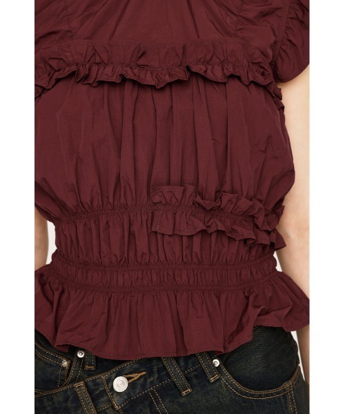 SLY(スライ)の「FRILL 2WAY RIBBON BL フリル 2ウェイ リボン ブラウス 夏服 秋服 ノースリーブトップス(シャツ/ブラウス・レディース・バーガンディー/ブラック/オフホワイト・FREE)」の11枚目の写真