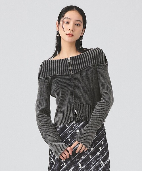 Ray BEAMS（レイビームス）の「モールフェード ジップ カーディガン [手洗い可]（カーディガン/ボレロ・レディース・ロイヤルブルー/ブラック/ワイン・ONE SIZE）」の8枚目の写真