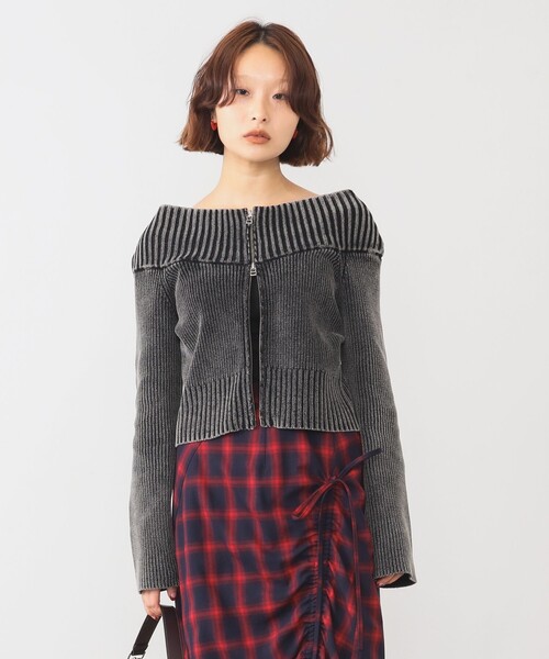 Ray BEAMS（レイビームス）の「モールフェード ジップ カーディガン [手洗い可]（カーディガン/ボレロ・レディース・ロイヤルブルー/ブラック/ワイン・ONE SIZE）」の11枚目の写真