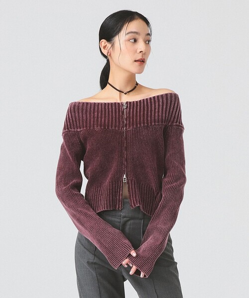 モールフェード ジップ カーディガン [手洗い可]（カーディガン/ボレロ