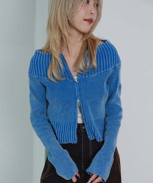 Ray BEAMS（レイビームス）の「モールフェード ジップ カーディガン [手洗い可]（カーディガン/ボレロ・レディース・ロイヤルブルー/ブラック/ワイン・ONE SIZE）」の2枚目の写真