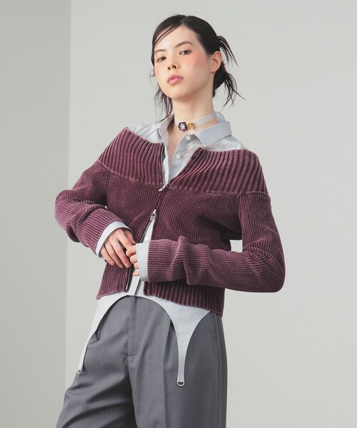 Ray BEAMS（レイビームス）の「モールフェード ジップ カーディガン [手洗い可]（カーディガン/ボレロ・レディース・ロイヤルブルー/ブラック/ワイン・ONE SIZE）」の4枚目の写真