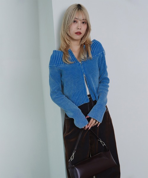 モールフェード ジップ カーディガン [手洗い可]（カーディガン/ボレロ