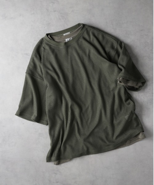Right-on(ライトオン)の「NEOSARTIC(ネオサーティック)【メンズ】透かし編みTシャツアンサンブル(その他トップス・メンズ・オリーブ/ライトベージュ/ブルー・L/XL/M)」の2枚目の写真