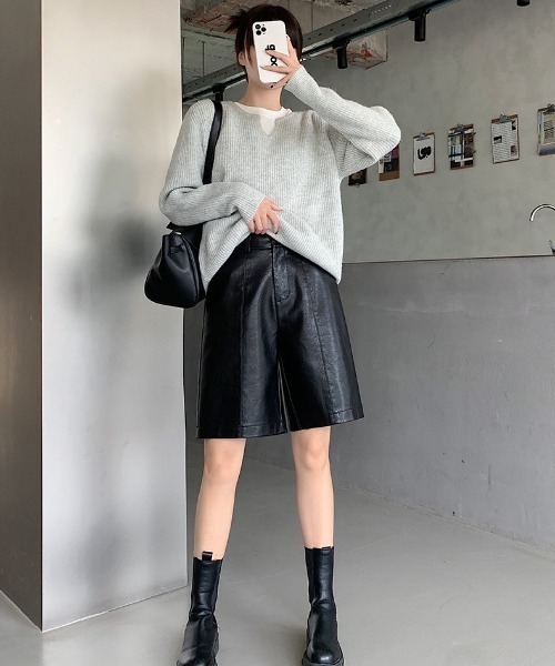 UP START(アップスタート)の「【LAMPOON】合成皮革ハーフパンツ(その他パンツ・レディース・グレー/ブラック・MEDIUM/LARGE/SMALL)」の9枚目の写真