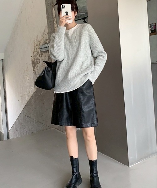UP START(アップスタート)の「【LAMPOON】合成皮革ハーフパンツ(その他パンツ・レディース・グレー/ブラック・MEDIUM/LARGE/SMALL)」の10枚目の写真