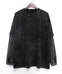 JOHNNY WOLF | EUSTACE オーバーサイズ アシッドウォッシュ レイヤード Tシャツ(Tシャツ/カットソー)