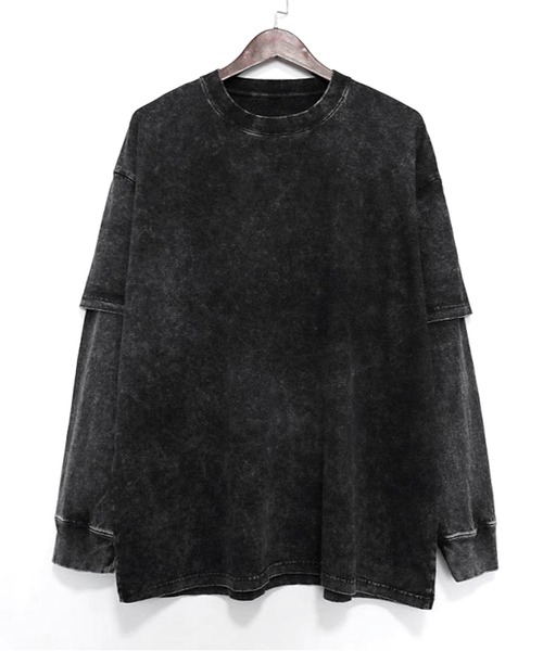 JOHNNY WOLF（ジョニーウルフ）の「EUSTACE オーバーサイズ アシッドウォッシュ レイヤード Tシャツ（Tシャツ/カットソー・メンズ・ブラック・S/M/L/XL）」の2枚目の写真