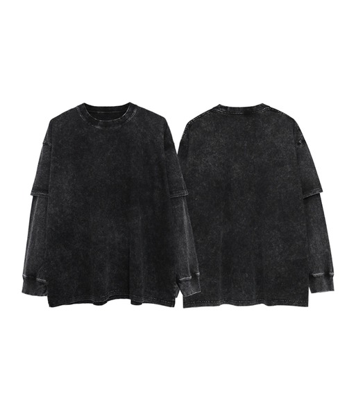 JOHNNY WOLF（ジョニーウルフ）の「EUSTACE オーバーサイズ アシッドウォッシュ レイヤード Tシャツ（Tシャツ/カットソー・メンズ・ブラック・S/M/L/XL）」の6枚目の写真