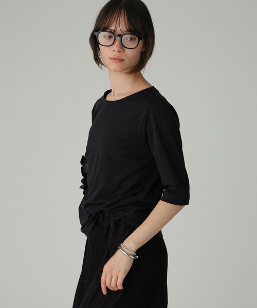BABYLONE(バビロン)の「五分袖シアーTシャツ(Tシャツ/カットソー・レディース・グレー/ブラック/ベージュ・フリー)」の10枚目の写真