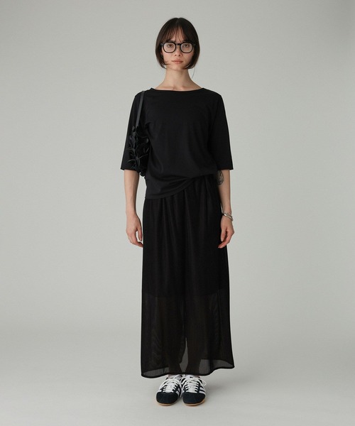 BABYLONE(バビロン)の「五分袖シアーTシャツ(Tシャツ/カットソー・レディース・グレー/ブラック/ベージュ・フリー)」の12枚目の写真