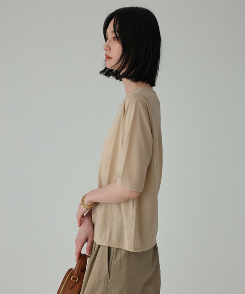 BABYLONE(バビロン)の「五分袖シアーTシャツ(Tシャツ/カットソー・レディース・グレー/ブラック/ベージュ・フリー)」の16枚目の写真