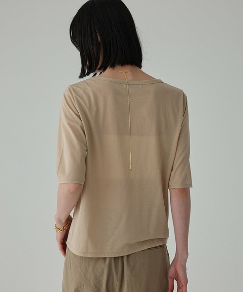 BABYLONE(バビロン)の「五分袖シアーTシャツ(Tシャツ/カットソー・レディース・グレー/ブラック/ベージュ・フリー)」の17枚目の写真
