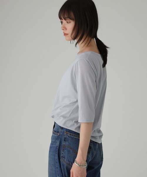 BABYLONE(バビロン)の「五分袖シアーTシャツ(Tシャツ/カットソー・レディース・グレー/ブラック/ベージュ・フリー)」の4枚目の写真