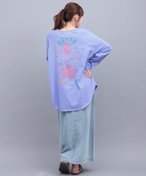 チチカカ(チチカカ)の「Orale! アガベプリントラウンドヘムロングTシャツ(Tシャツ/カットソー・レディース・パープル/ホワイト/チャコールグレー・FREE)」の8枚目の写真