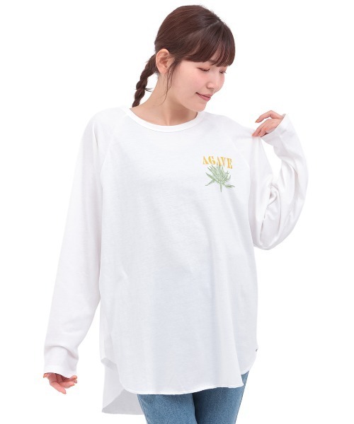 チチカカ(チチカカ)の「Orale! アガベプリントラウンドヘムロングTシャツ(Tシャツ/カットソー・レディース・パープル/ホワイト/チャコールグレー・FREE)」の10枚目の写真