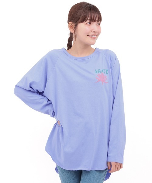 チチカカ(チチカカ)の「Orale! アガベプリントラウンドヘムロングTシャツ(Tシャツ/カットソー・レディース・パープル/ホワイト/チャコールグレー・FREE)」の12枚目の写真