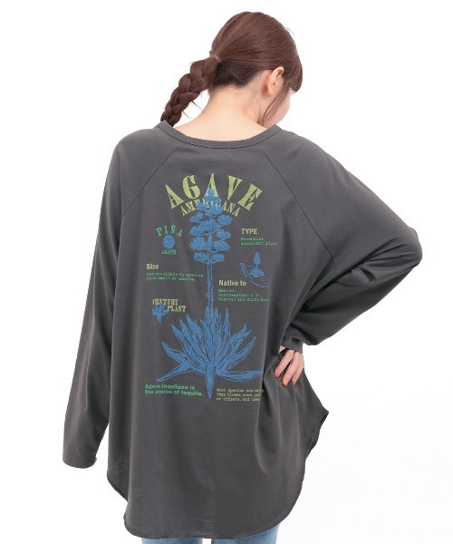 チチカカ(チチカカ)の「Orale! アガベプリントラウンドヘムロングTシャツ(Tシャツ/カットソー・レディース・パープル/ホワイト/チャコールグレー・FREE)」の15枚目の写真