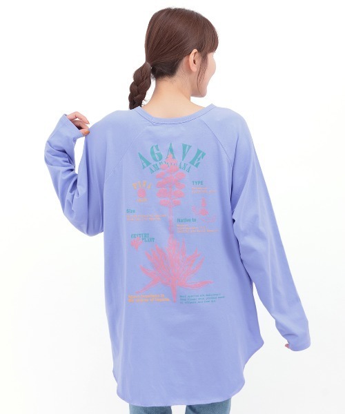 チチカカ(チチカカ)の「Orale! アガベプリントラウンドヘムロングTシャツ(Tシャツ/カットソー・レディース・パープル/ホワイト/チャコールグレー・FREE)」の16枚目の写真